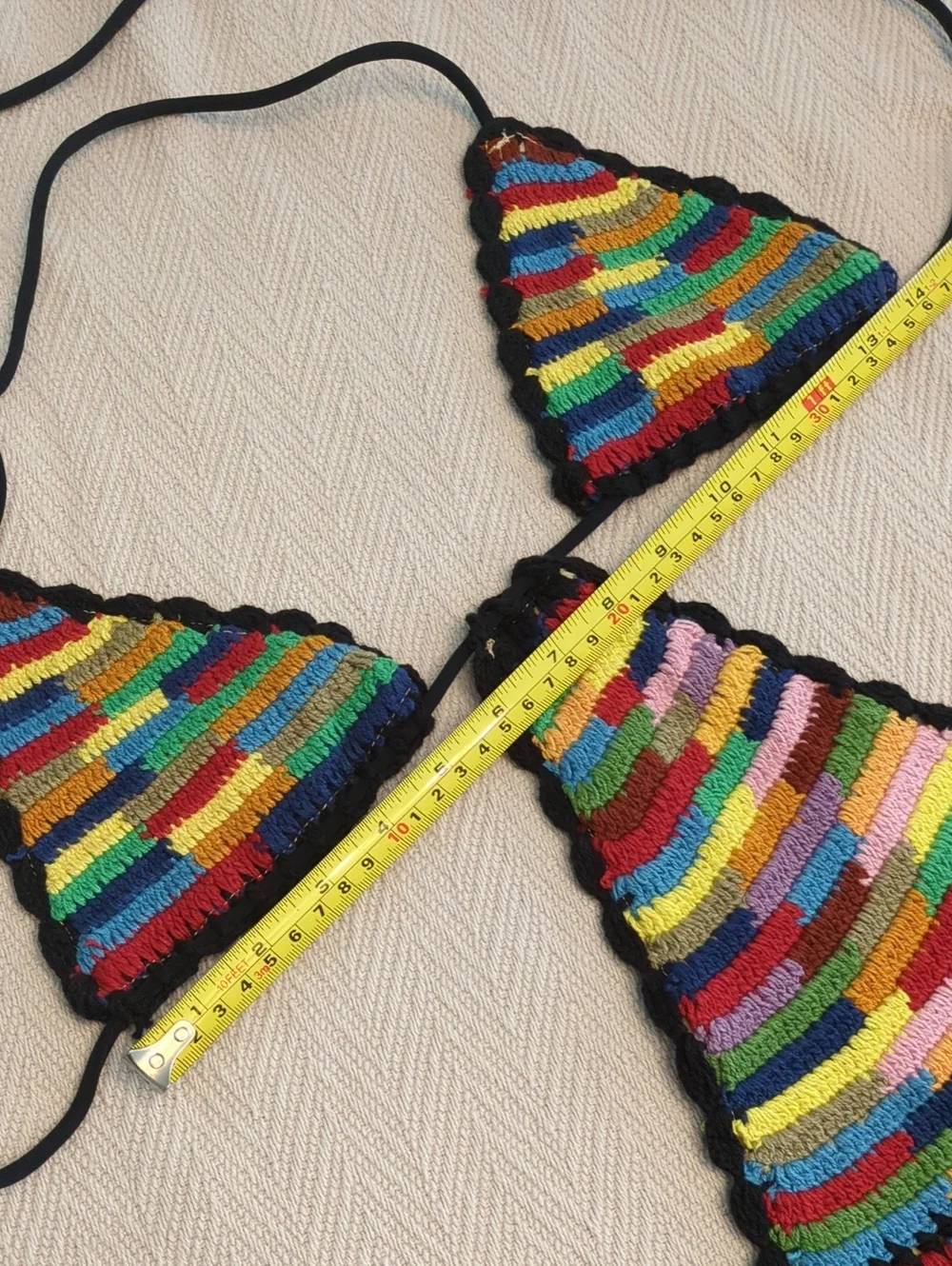 Free People It's Not Cool Multicolor Crochet Triangle One Piece Swimsuit Sz XS/S